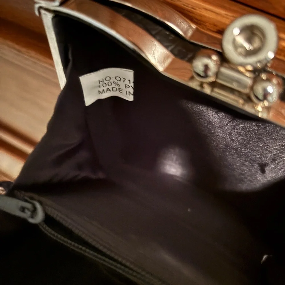 Vintage y2k Black pillbox cocktail bag with Silver Clasp 1980s style